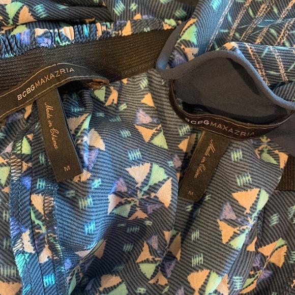 BCBG MaxAzria Adonia Canvas Printed Blouse & Wide Leg Pant Medium Beach Coastal - Picture 2 of 12